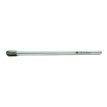 Continental Abrasives SC-3 Double Cut Cylindrical With Ball Nose Tungsten Carbide Burr 6" Shank CB-SC3DL6